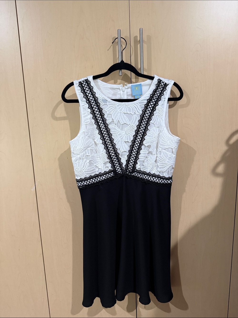 CeCe Black & White Lace Bodice Mini Dress